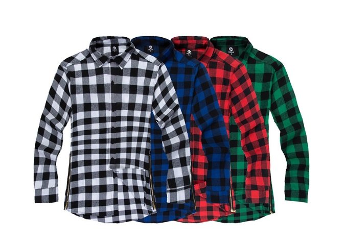 Zipper plaid outlet shirt