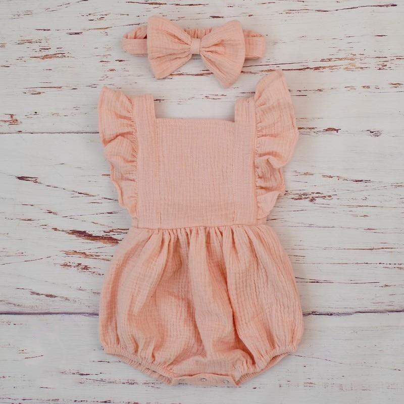 Ruffle Gauze Romper with Bow Headband - GIGI & POPO - Baby & Toddler -