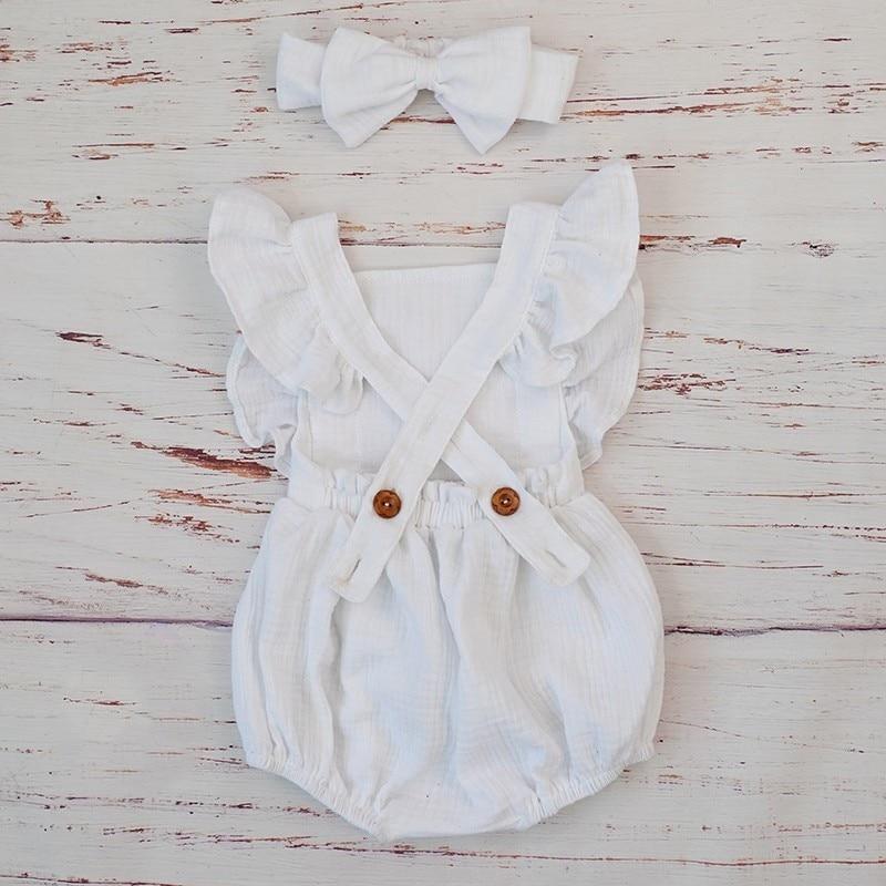 Ruffle Gauze Romper with Bow Headband - GIGI & POPO - Baby & Toddler -