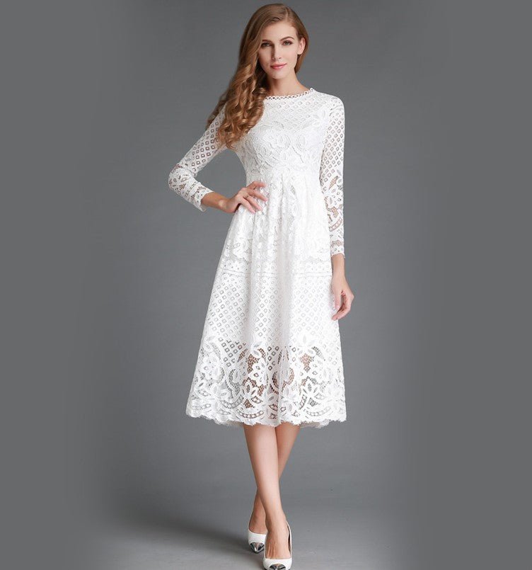 Runway Maxi Long-Sleeved Lace Dress - GIGI & POPO