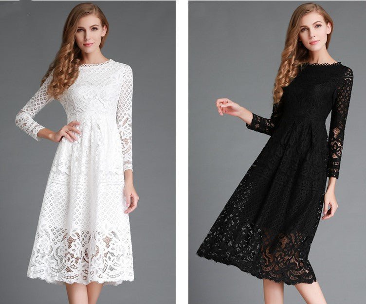 Runway Maxi Long-Sleeved Lace Dress - GIGI & POPO