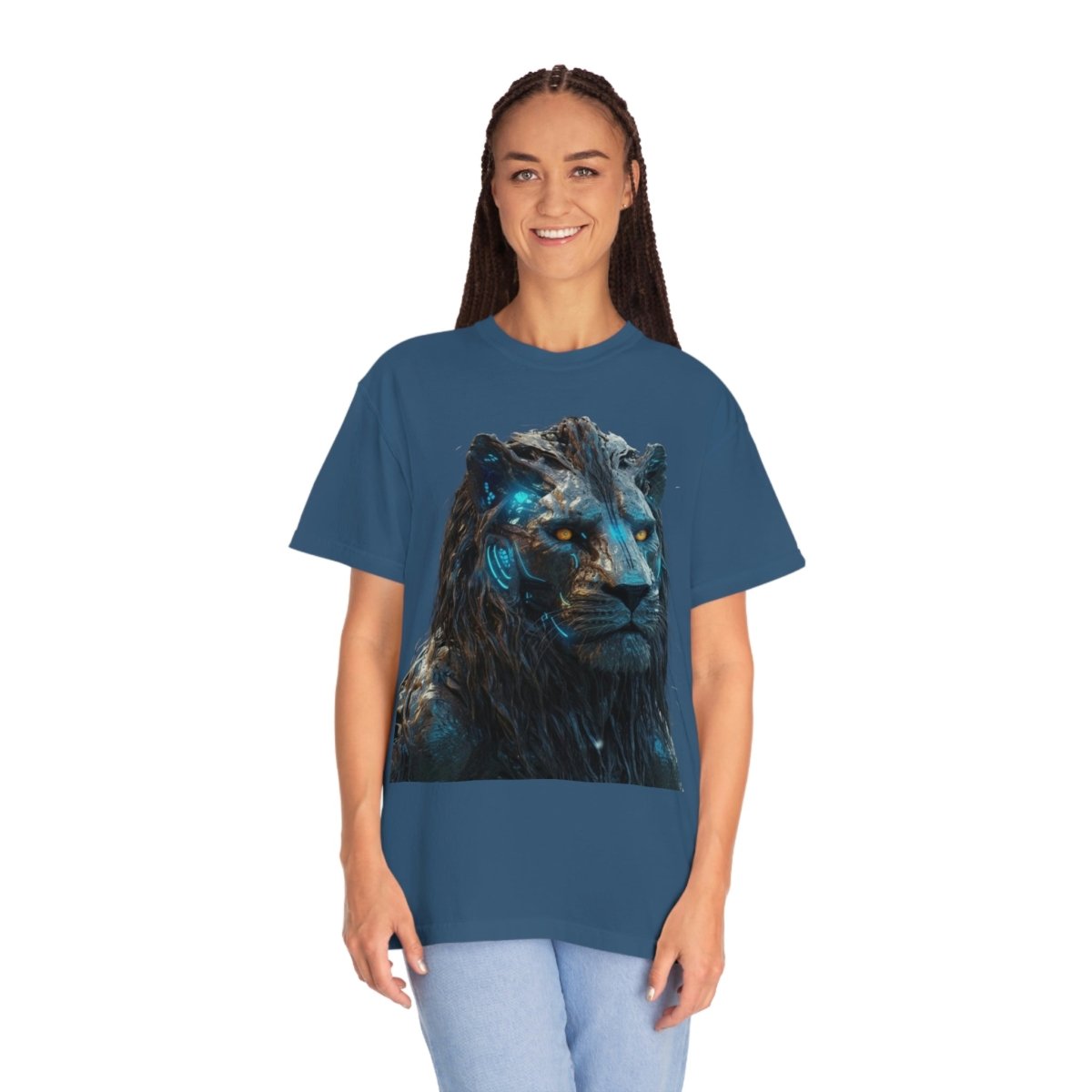 Sci-fi Lion print Unisex Garment-Dyed T-shirt - GIGI & POPO