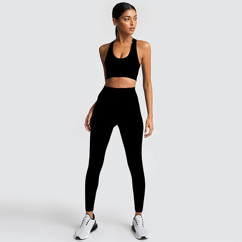 Seamless Gym Set Nylon Woman Sportswear - GIGI & POPO - Women - Black / M