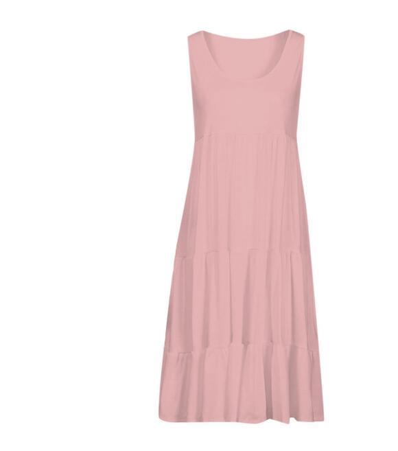 Sleeveless round neck splicing large beach skirt - GIGI & POPO - Women - Pink / XXL