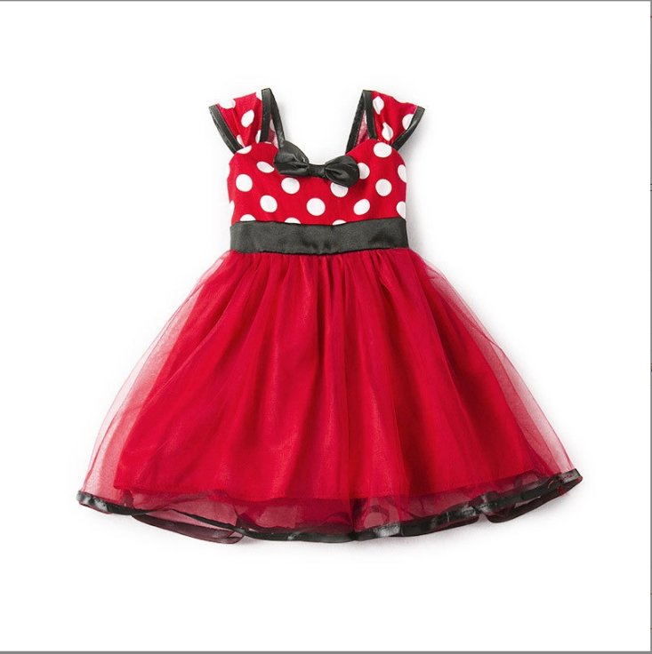 Sleeveless Vest Polka Dot Bow Princess Dress - GIGI & POPO - Baby Girl - Red / 80cm