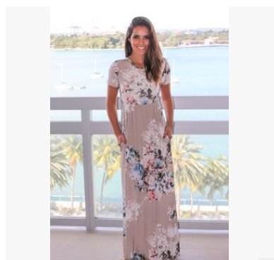 Spring and summer long-sleeved elastic waist flower print dress long skirt - GIGI & POPO - Women - Light coffee / XL