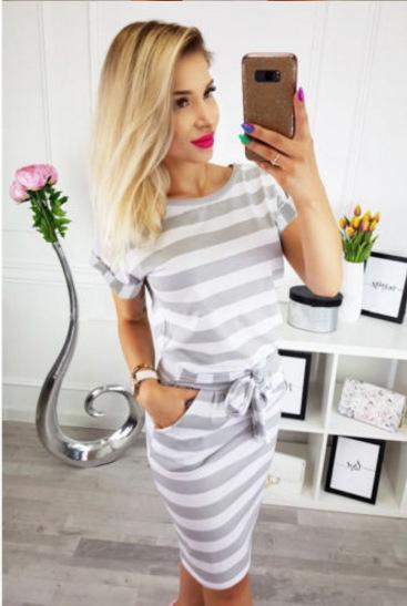 Striped Dress - GIGI & POPO - Women - gray / XL