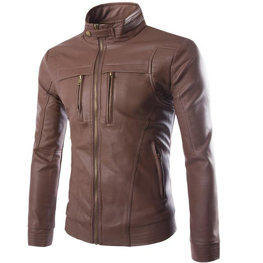 Striven Mens Leather Jacket - GIGI & POPO - Jacket - Brown / M