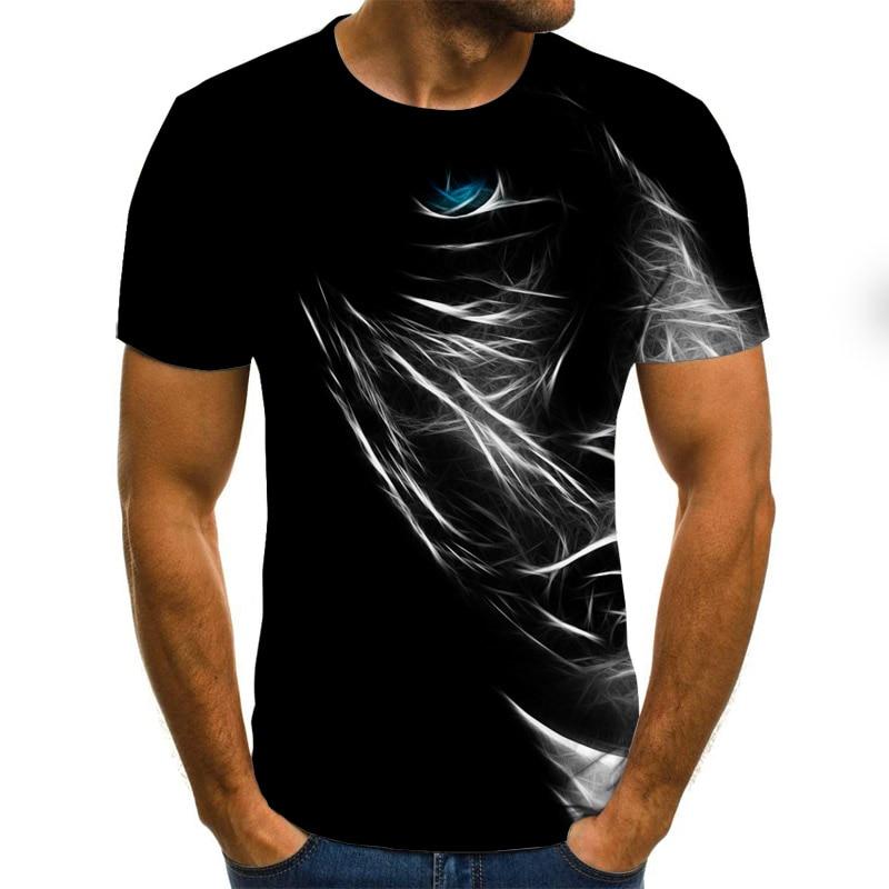 Summer 3D printed men's T-shirt with abstract design, short sleeves, and O-neck.