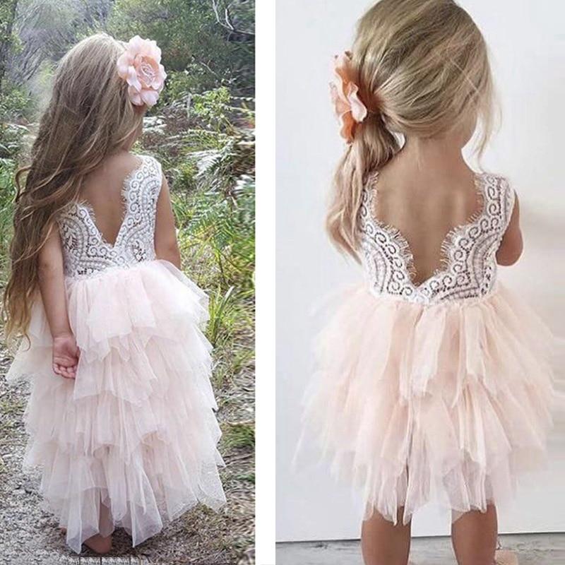 Summer Lace Girl Dress White Backless Girls - GIGI & POPO