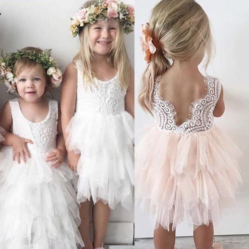 Summer Lace Girl Dress White Backless Girls - GIGI & POPO
