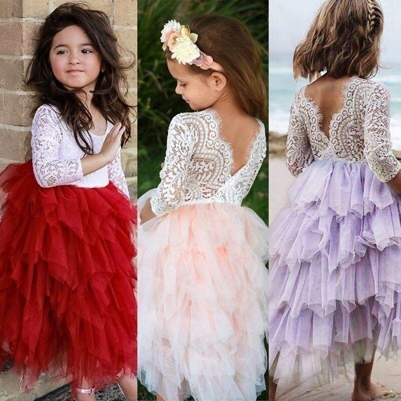 Summer Lace Girl Dress White Backless Girls - GIGI & POPO