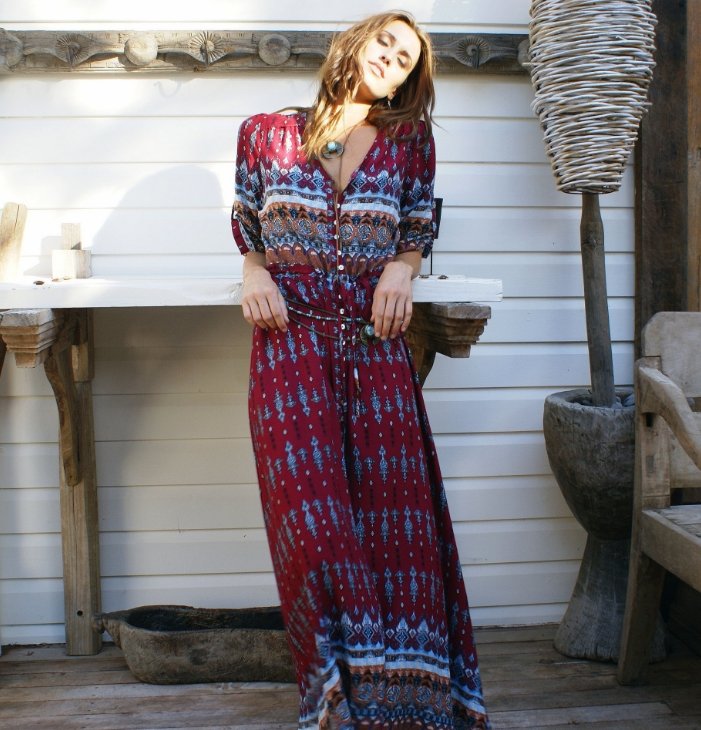 Women Beach Boho Maxi Dress with Plus Sizes - GIGI & POPO - Dress - Red / S
