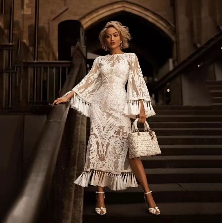 Women's Embroidered Dress Tassel Lace - GIGI & POPO