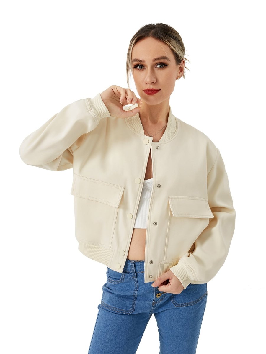 Women's Lightweight Cropped Bomber Jacket - GIGI & POPO