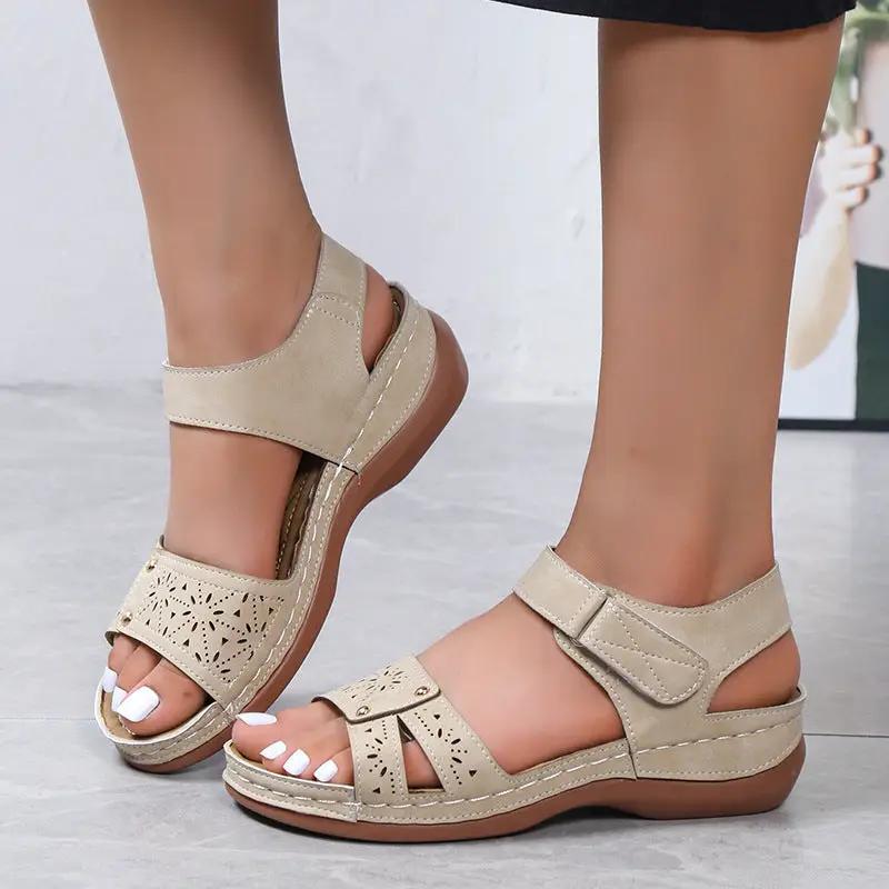 Wedges Roman Sandals with Velcro design Beach sandals
