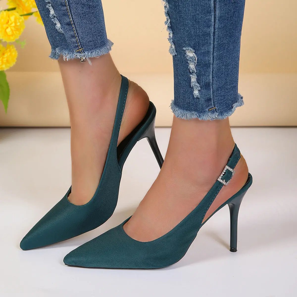 Pointed Toe Buckle Sandals Stiletto High Heels Shoes For Women