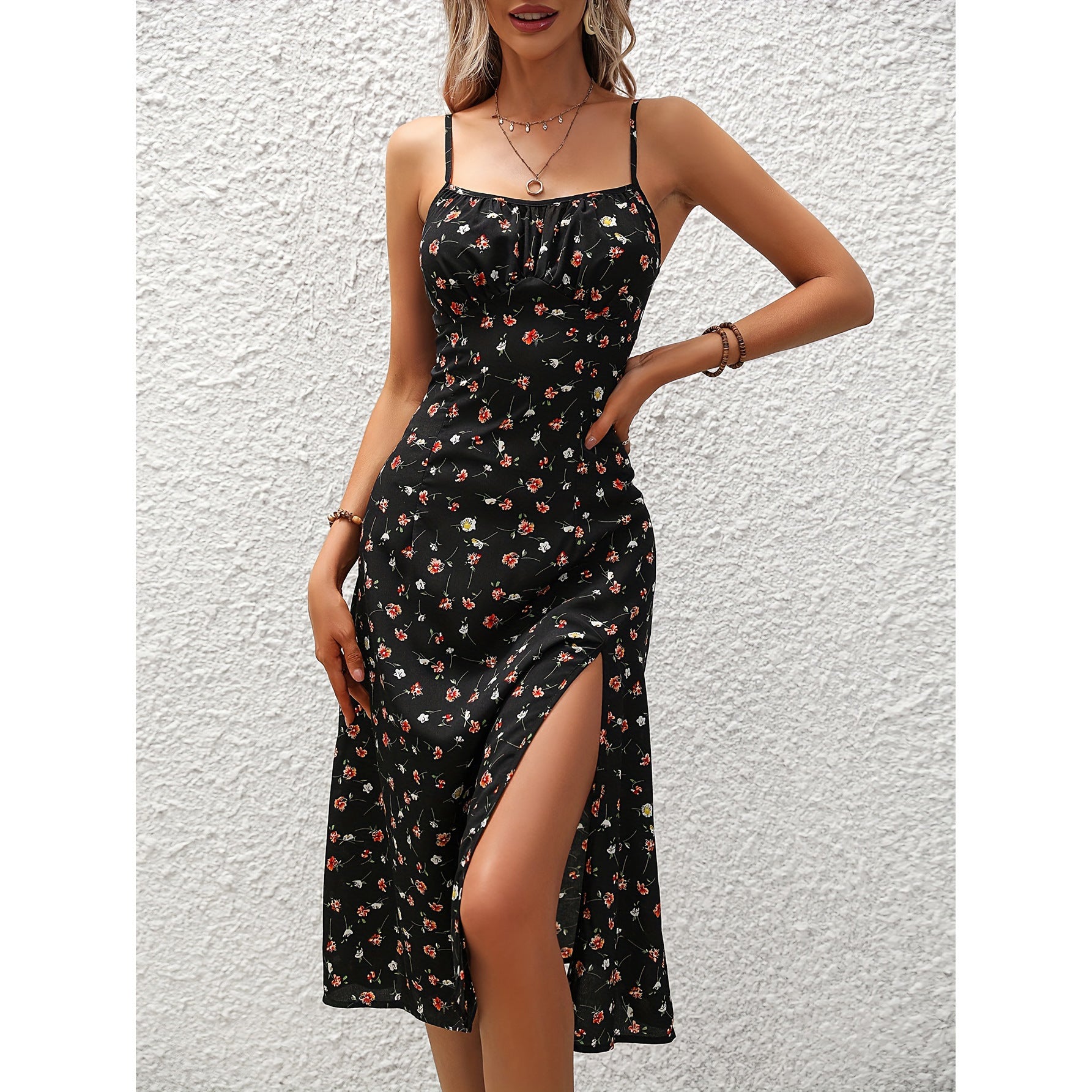 Polka Dot Print Suspender Dress - Sexy Long Summer Dresses GIGI & POPO Polka Dot Print Suspender Dress - Sexy Long Summer Dresses GIGI & POPO