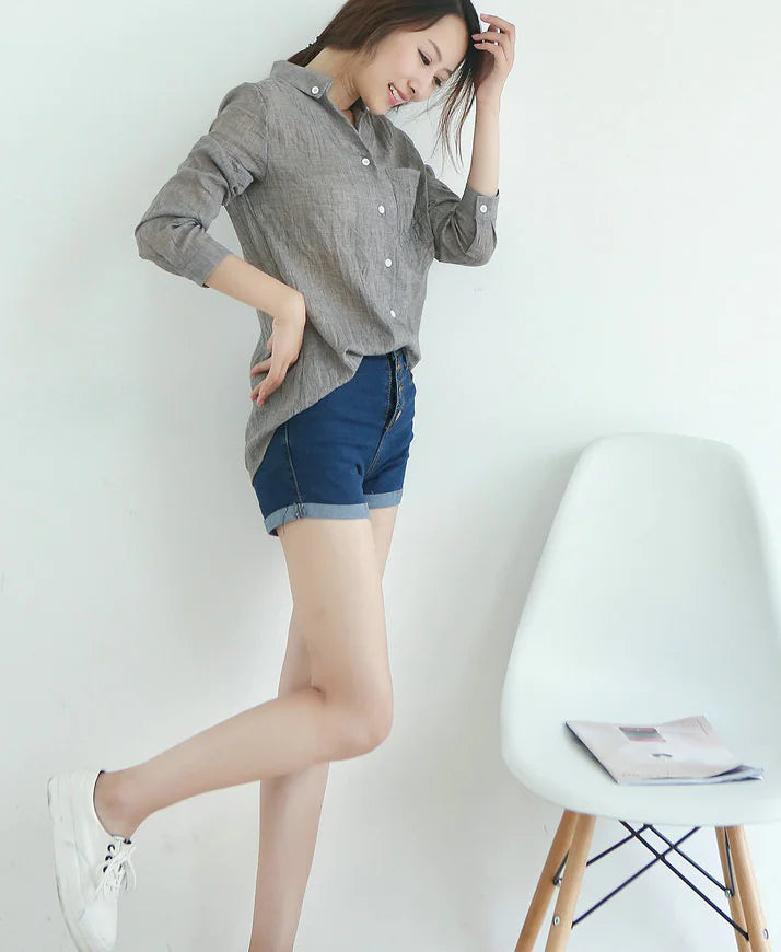 Chic Cotton-Linen Blouse