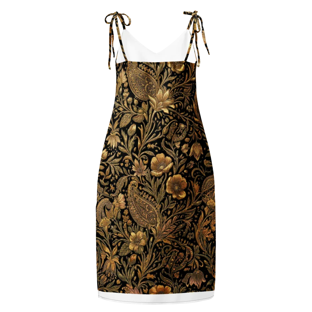 Chic Bohemian Print Midi Slip Dress with flowing silhouette and adjustable tie straps