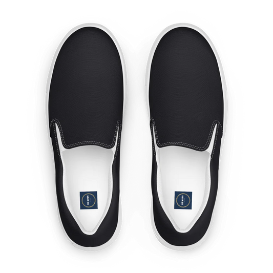 Men's Slip-On Black on White Canvas Shoes
