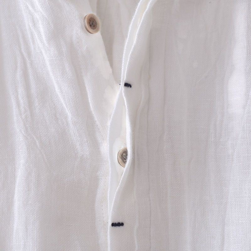 Men's Fashion Solid Color Retro Distressed Linen Shirt
