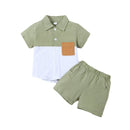 Boys' Summer Cotton And Linen Casual Short-sleeved Shirt And Shorts Suit