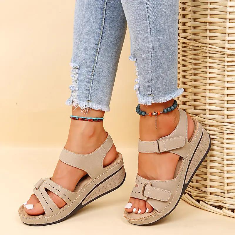 Wedge Sandals Summer Velcro Platform Shoes Women