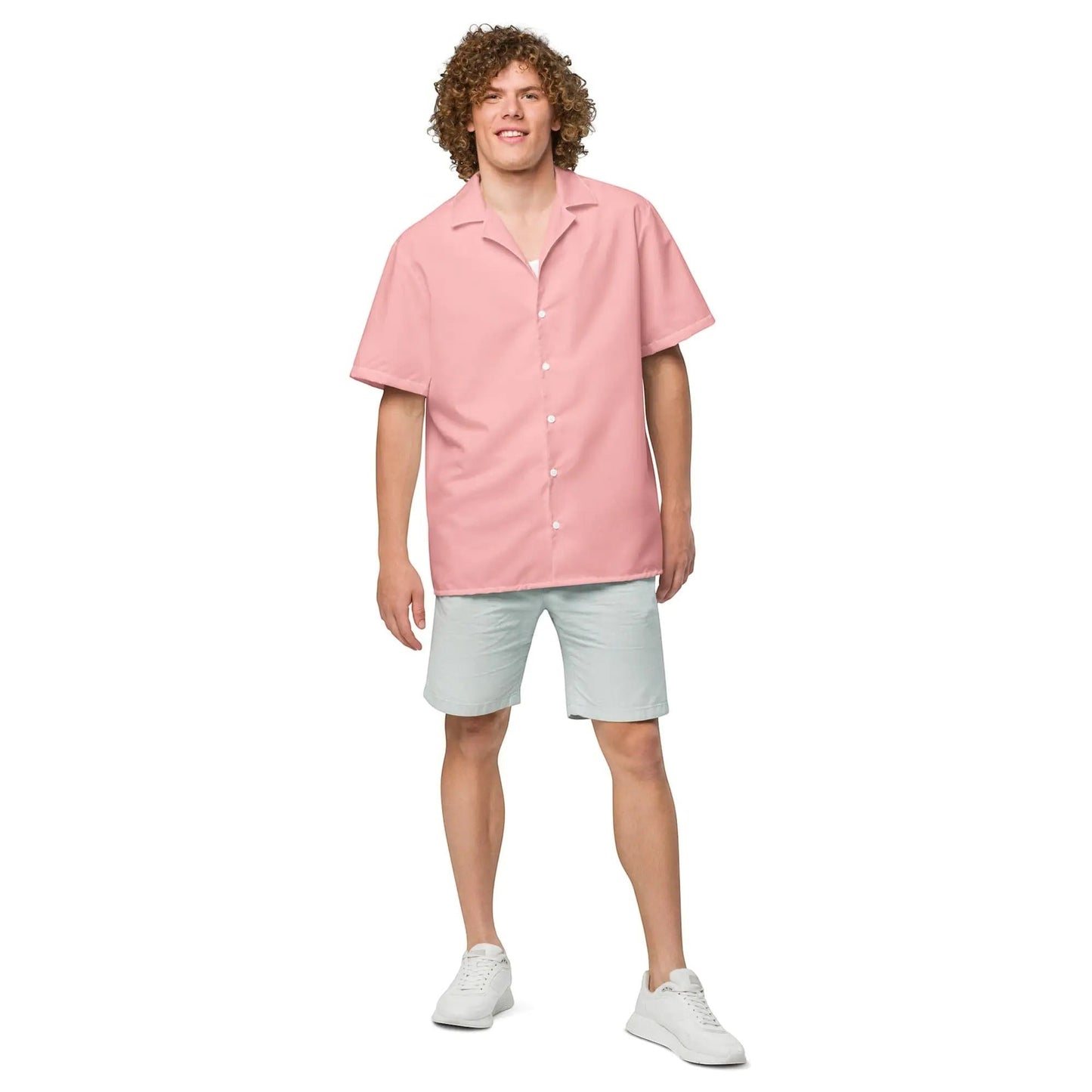 Coral button shirt with breathable, moisture-wicking fabric and UPF50+ protection