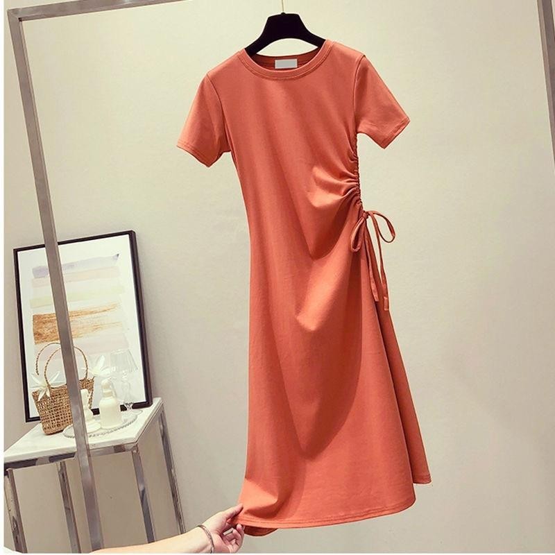 Western Style Avocado Green Dress With Drawstring Waist - GIGI & POPO - Women - Orange / M