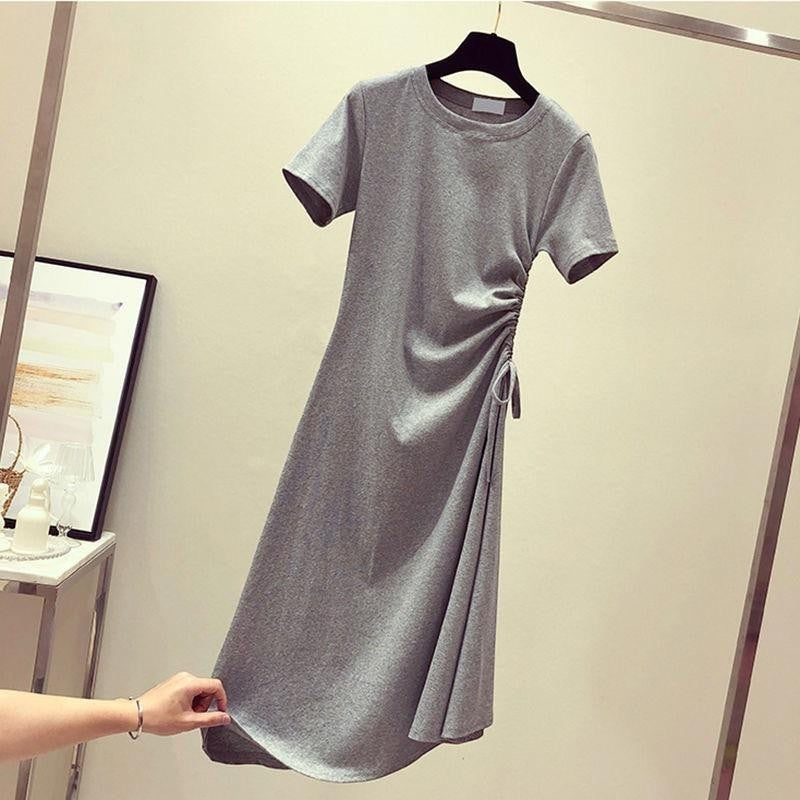 Western Style Avocado Green Dress With Drawstring Waist - GIGI & POPO - Women - Grey / M