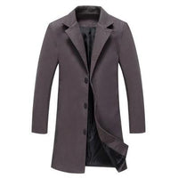 Autumn and Winter New Men's Solid Color Casual Business Woolen Long Coat - GIGI & POPO - Men Hoodies & Jackets - Dark grey / 2XL