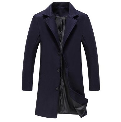 Autumn and Winter New Men's Solid Color Casual Business Woolen Long Coat - GIGI & POPO - Men Hoodies & Jackets - Tibetan green color / 4XL