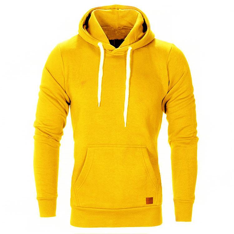 2021 new men's solid color outdoor sports sweater casual fashion hood - GIGI & POPO - Men Hoodies & Jackets - Yellow / S