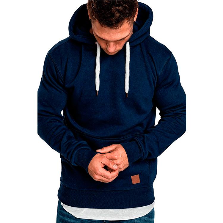 2021 new men's solid color outdoor sports sweater casual fashion hood - GIGI & POPO - Men Hoodies & Jackets - Navy Blue / XXXXL