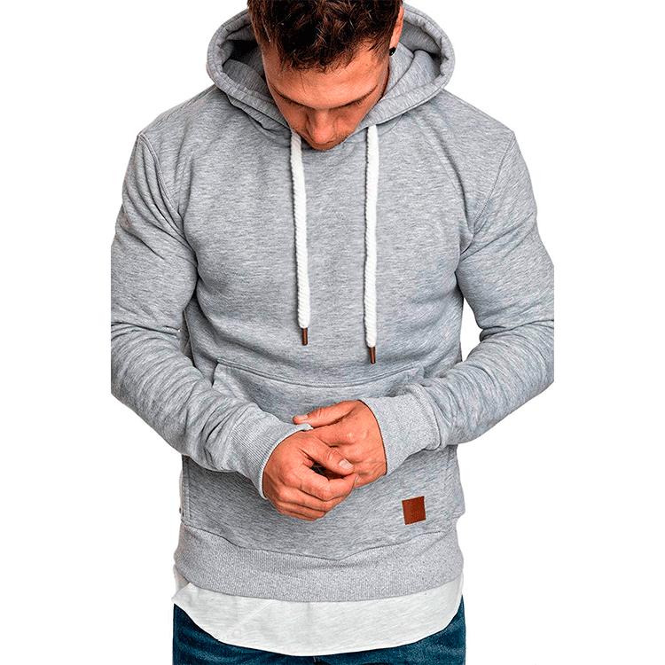 2021 new men's solid color outdoor sports sweater casual fashion hood - GIGI & POPO - Men Hoodies & Jackets - light gray / M