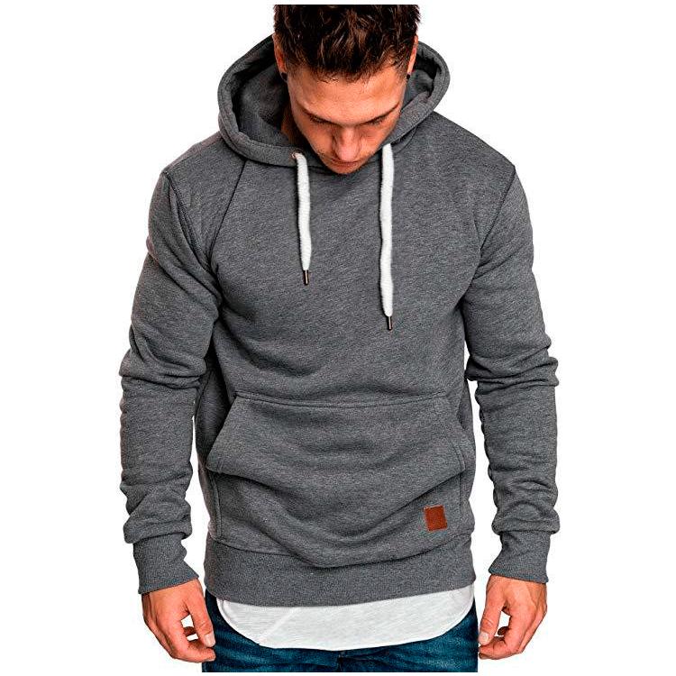 2021 new men's solid color outdoor sports sweater casual fashion hood - GIGI & POPO - Men Hoodies & Jackets - Dark grey / XXXL