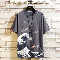Anime Print Oversized Men T Shirt - GIGI & POPO - Gray / XL