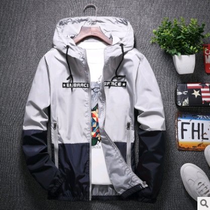Autumn coat male spring and autumn thin section youth outerwear student slim clothes handsome hooded jacket - GIGI & POPO - Men Hoodies & Jackets - Gray / XL