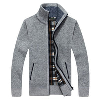 Autumn men's knit sweater sleeves plus velvet top sweater jacket - GIGI & POPO - Men Hoodies & Jackets - Light Gray / 5XL