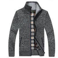 Autumn men's knit sweater sleeves plus velvet top sweater jacket - GIGI & POPO - Men Hoodies & Jackets - Dark Gray / M