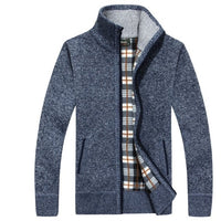Autumn men's knit sweater sleeves plus velvet top sweater jacket - GIGI & POPO - Men Hoodies & Jackets - Blue / 5XL