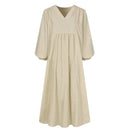 Autumn New Fashion Women's Wear Cotton Loose Lantern Sleeve Dress - GIGI & POPO - Women - White / M