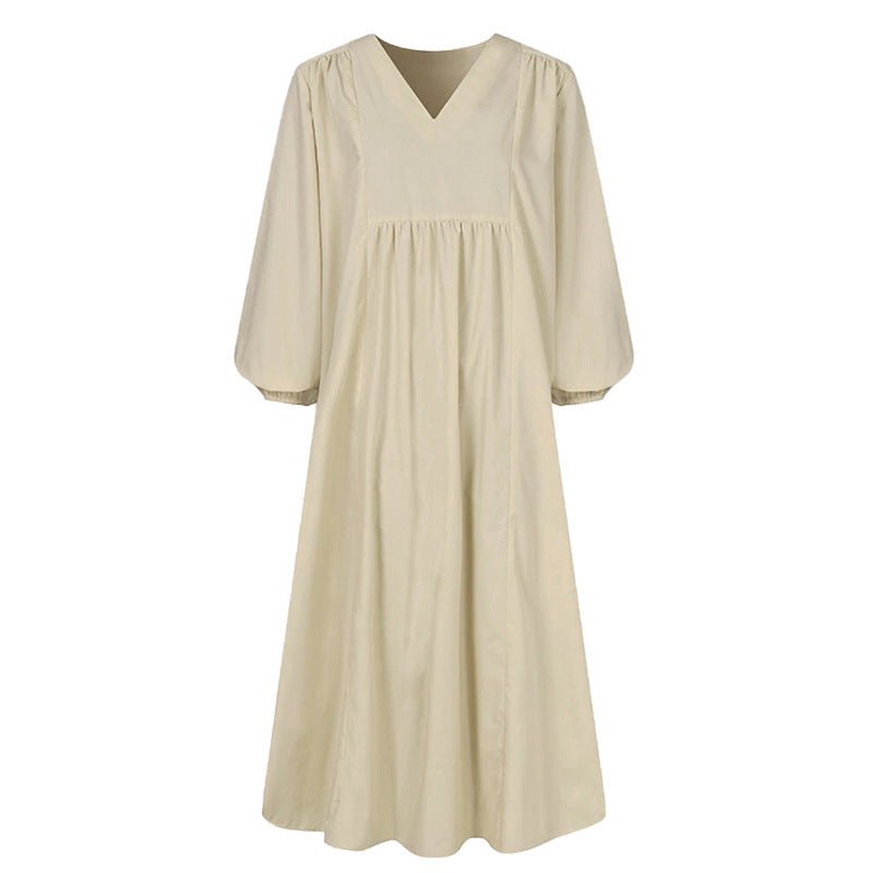 Autumn New Fashion Women's Wear Cotton Loose Lantern Sleeve Dress - GIGI & POPO - Women - White / M