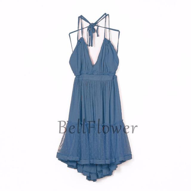 Bellflower Strapless Boho Summer Dress - GIGI & POPO - Women - Blue / L