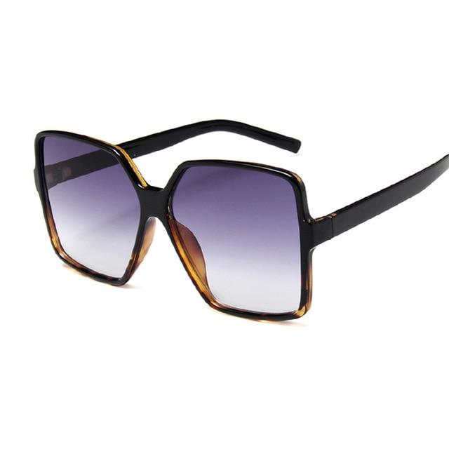Black Square Oversized Sunglasses - GIGI & POPO - Black Leopard