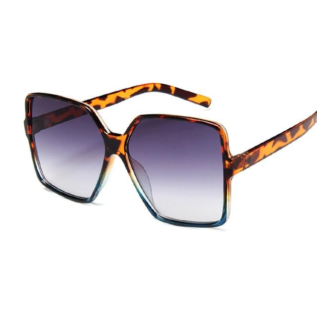 Black Square Oversized Sunglasses - GIGI & POPO - Leopard Blue