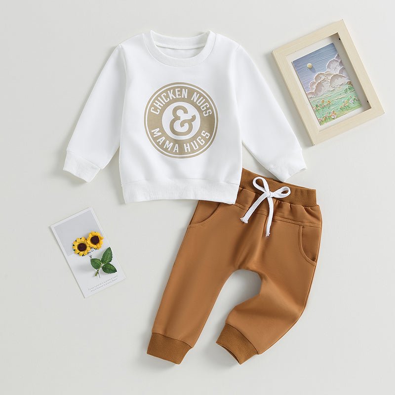 Boys' Letter Printed Top And Pants Set