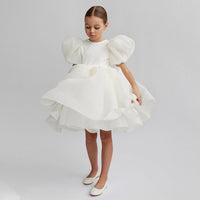 Children's Model Catwalk Birthday Host Piano Dress - GIGI & POPO - Girl Dresses - White / 100cm