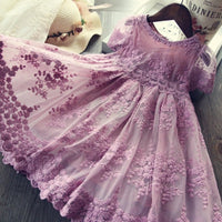 Children's Skirt Lace Long-Sleeved/ Sleeveless Girls Dress - GIGI & POPO - Girl Dresses - Purple Sleeveless / 100cm